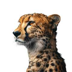 Poster - A focused view of a cheetah standing against a plain white backdrop, a cheetah isolated on transparent background