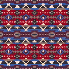 Wall Mural - Native American Southwest, Aztec, Navajo seamless pattern. Folk art. Ethnic blanket.