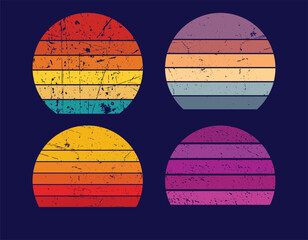 Retro vintage sunset design collection set. Retro Vintage Sunset Grunge Background Graphic by T-Shirt Design Bundle.