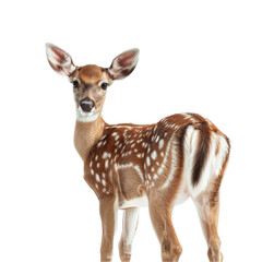 Poster - A young deer stands in front of a plain white backdrop, a Beaver Isolated on a whitePNG Background