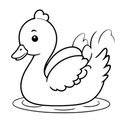 Poster - Vector illustration of a cute Swan doodle colouring activity for kids