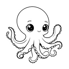 Wall Mural - Cute vector illustration octopus doodle for toddlers coloring activity