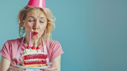 Sticker - A Woman Celebrating with Cake