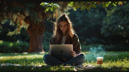 Canvas Print - A Woman Working Outdoors