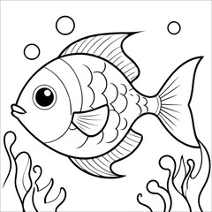 Poster - Fish Coloring Book Drawing For Kids