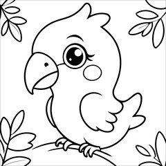 Wall Mural - Cute Parrot Coloring Page For Children