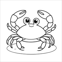 Poster - Cute Crab Coloring Page For Kids