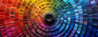 © Sudarshana - master palate paint color wheel with different colorful geometric swatches in a rainbow color tones in a circle