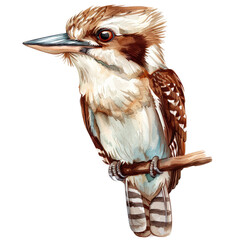 Wall Mural - Three kookaburras perched closely together in unison on a Png background, a kookaburra isolated on transparent background