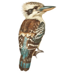 Canvas Print - Detailed illustration of a kookaburra bird on a Png background, a kookaburra isolated on transparent background