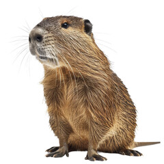 Poster - A beaver sitting calmly in front of a plain Png background, a Beaver Isolated on a whitePNG Background