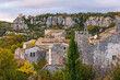 Medieval village of Balazuc over Ardèche river. Photography taken in France