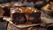  Salted caramel brownies, gooey center, crisp edges.
