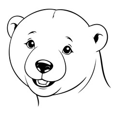 Wall Mural - Simple vector illustration of Polarbear hand drawn for kids page