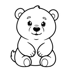 Wall Mural - Simple vector illustration of Polarbear drawing for toddlers colouring page