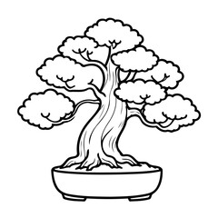 Wall Mural - Simple vector illustration of Bonsai drawing for toddlers book