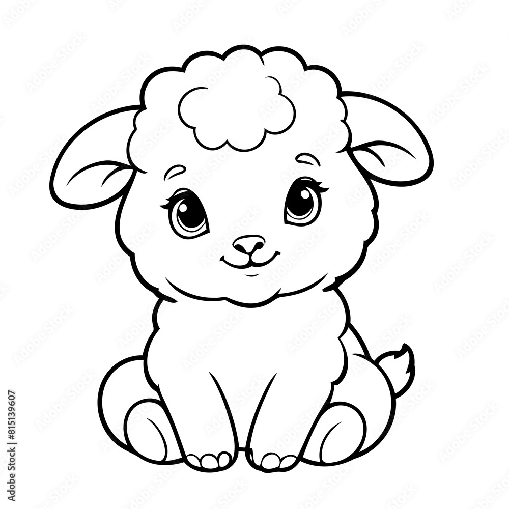 Cute vector illustration Sheep drawing for toddlers colouring page ...