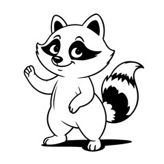 Wall Mural - Simple vector illustration of Raccoon outline for colouring page