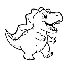 Wall Mural - Simple vector illustration of Dino drawing for toddlers colouring page