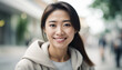 © abu - portrait of Young asian woman with sincere smile, isolated white background