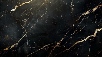 Black and gold marble texture with veins, natural pattern for background.