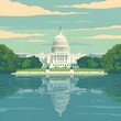 Legislative Theme Flat Design Capitol Hill in Vibrant Watercolor Complementary Color Scheme