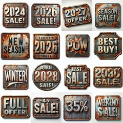 Sale label Metal grunge and rusty. AI generated illustration