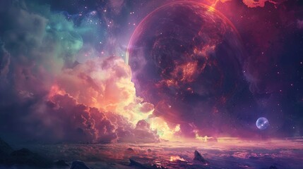 Wall Mural - Exploring the realms of the world beyond or the vastness of outer space through the lens of imagination