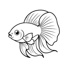 Poster - Cute vector illustration Betta drawing for kids colouring page