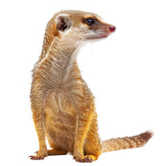 Canvas Print - A meerkat is seated in front of a plain Png background, a yellow mongoose isolated on transparent background