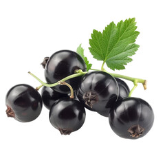 Wall Mural - Several black currants grouped together on a plain white surface, black currant isolated on transparent background