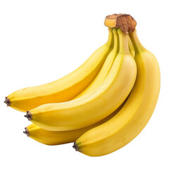 Wall Mural - A cluster of ripe bananas placed on a plain white backdrop, bunch of bananas isolated on transparent background