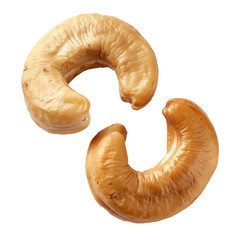 Canvas Print - Close-up of two cashew nuts lying on a plain white surface, Close-up photo of Cashew isolated on a transparent background