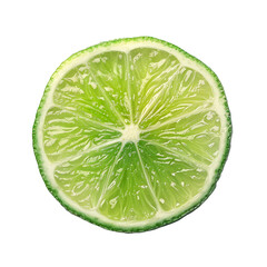 Canvas Print - A single slice of lime positioned on a clean white surface, Fresh lime slice isolated on transparent background