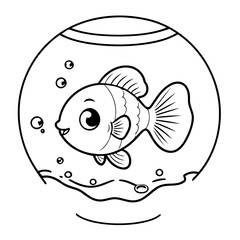 Wall Mural - Cute vector illustration Guppy for kids colouring page