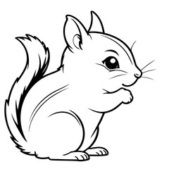 Wall Mural - Cute vector illustration Chipmunk doodle for kids colouring page