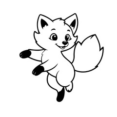 Wall Mural - Cute vector illustration Fox for kids colouring page