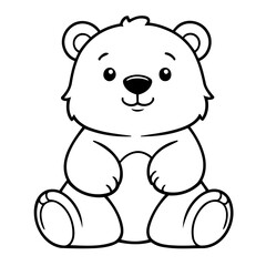 Wall Mural - Vector illustration of a cute Bear doodle for toddlers coloring activity