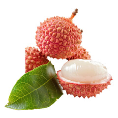 Canvas Print - Ripe lychee fruit arranged neatly on a plain Png background, a Beaver Isolated on a whitePNG Background