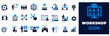 © Work📧sbtricks0@mail - Workshop icon set. Containing team building, collaboration, teamwork, coaching, problem-solving and education icons. Solid icon collection.