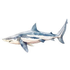 Wall Mural - basking shark vector illustration in watercolor style