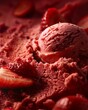 Strawberry Ice Cream Scoop with Berries