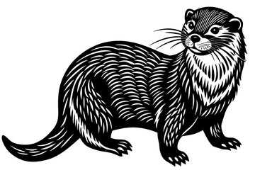 Wall Mural - otter line art silhouette illustration