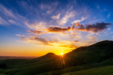 Poster - Sunrise, sunset, over the Mountains, sunburst, star