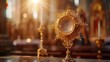 © AkuAku - An ostensory used for worship during a Catholic church ceremony specifically for the adoration of the Blessed Sacrament is an integral part of the Eucharistic Holy Hour observed in the Cath