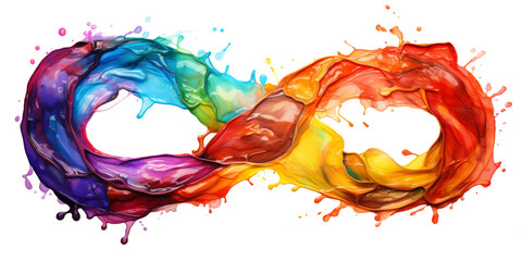 rainbow infinity symbol for neurodiversity. alcohol ink art on white background
