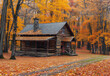 © Rabil - Log cabin nestled among autumn trees