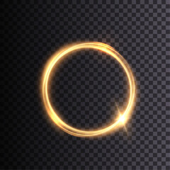 Aufkleber - Blank vector glowing gold circle with neon gold lines. Illuminated podium for advertising, awards, award ceremonies, presentations. Glowing round golden frame.