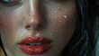© Irina.Pl - Close-up of a woman's face with dewy skin and glossy red lips