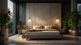 Fototapeta Kosmos - Romantic bedroom in a minimalist edition